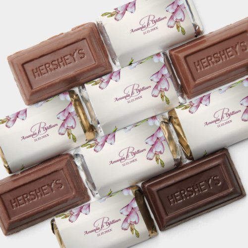 Monogram Name Candy Party Pink White Floral Rustic Hersheys Miniatures