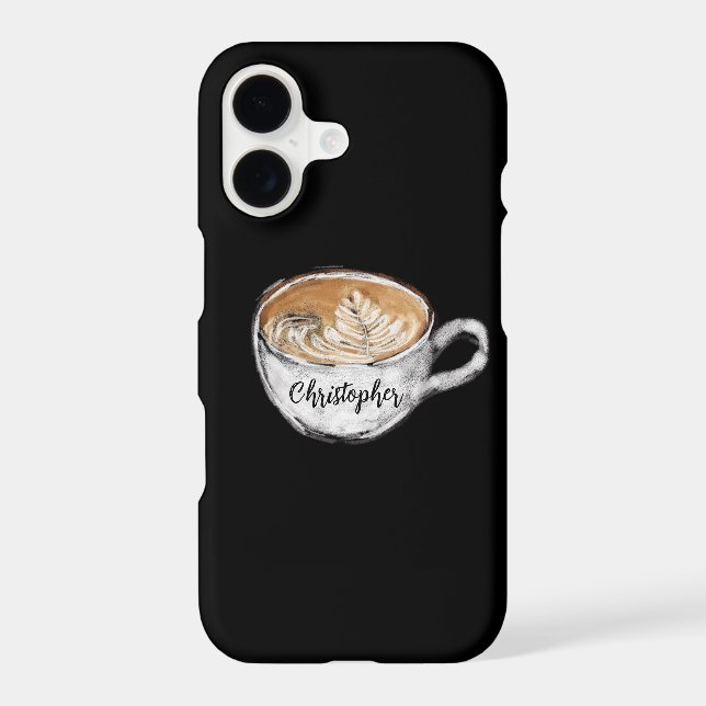 Monogram Name Cappuccino Black Iphone Case (Back)