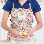 Monogram Name Cherry Blossom Watercolor Floral Apron<br><div class="desc">This modern design features a watercolor pretty pink Cherry Blossom floral pattern. Personalize with your monogram and name by editing the text in the text box provided #personalized #personalizedgifts #monogram #monogrammed #initial #name #gifts #customgifts #aprons #kitchen #home #office #school #work #tropical #floral #giftsforgirls #giftsforher</div>