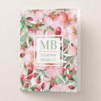 Monogram Name Cherry Blossom Watercolor Floral
