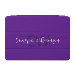 Monogram Name Chic Solid Indigo Purple iPad Mini Cover