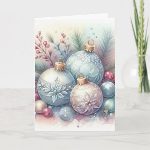 Monogram name Christmas tree ornaments watercolor Card