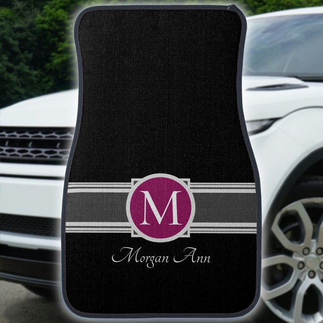 Monogram & Name Classic Design White Text Car Floor Mat (Creator Uploaded)
