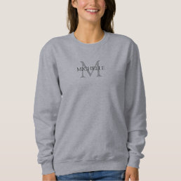 Monogram Name Clothing Apparel Women&#39;s Grey Sweatshirt