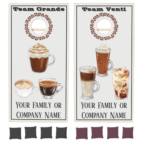 Monogram Name Coffee Lover Family or Company Cornhole Set