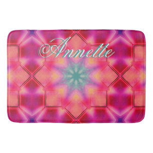 Monogram Name Colorful Blue Star Pattern Bath Mat