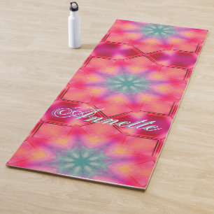 Monogram Name Colorful Blue Star Pattern Yoga Mat