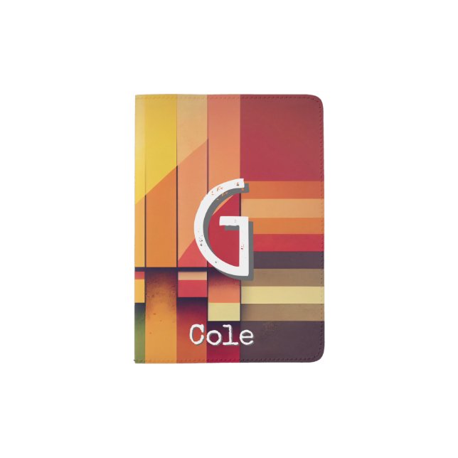Monogram & Name Colorful Dimensional Geometric  Passport Holder (Front)