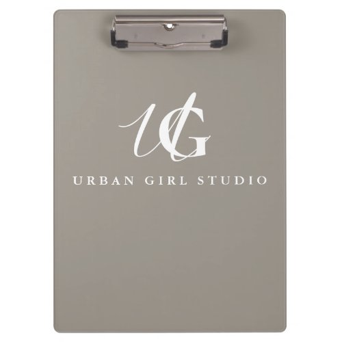 Monogram  Name Cool GreyWhite Clipboard