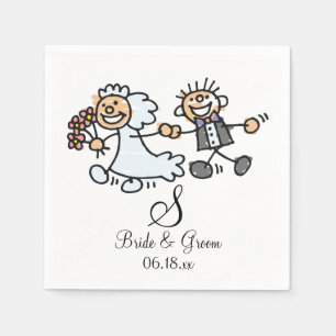 Monogram Name Date Wedding Couple Bride Groom Napk Napkins