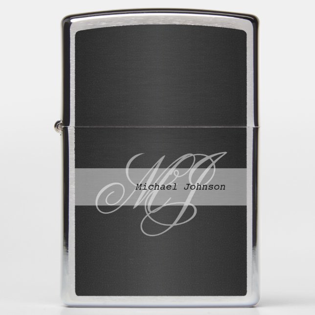 Monogram & Name Design Pattern Zippo Lighter (Front)