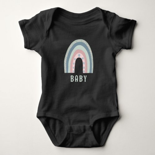 Monogram Name Earthy Boho Rainbow Blue Green Pink Baby Bodysuit