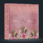 Monogram Name Elegant Floral Rustic Wedding 3 Ring Binder<br><div class="desc">Gorgeous floral botanical rustic background 3 ring binder. Add your names and wedding date for an elegant look to make this beautiful binder your own.  Glitter adds a beautiful accent to this wedding binder.</div>