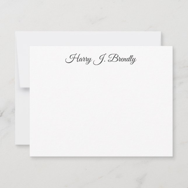 Monogram Name Elegant Minimal Flat Note Card (Front)