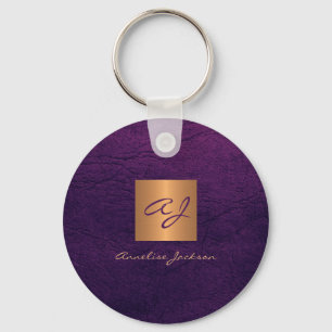 Monogram name elegant modern gold chic keychain