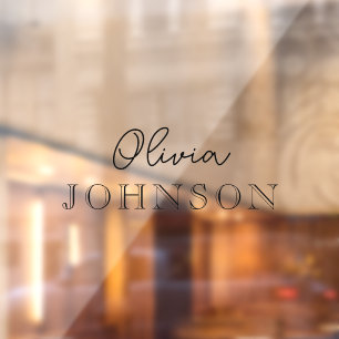 Monogram Name Elegant Modern Minimalist Window Cling