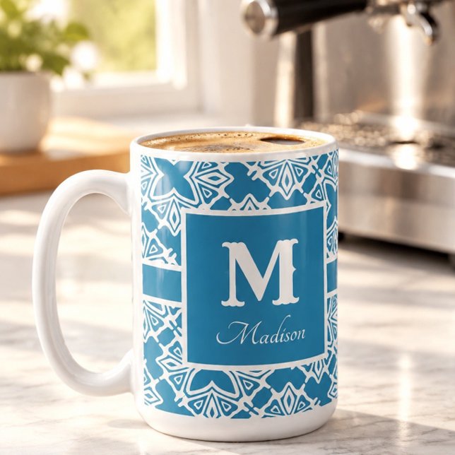 Monogram Name Elegant Pattern Coffee Mug (Creator Uploaded)