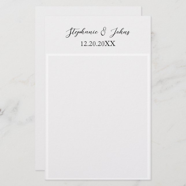 Monogram Name Elegant Simple Minimal Wedding Stationery (Front/Back)