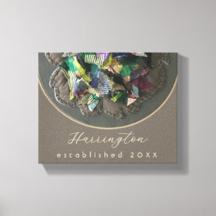 Monogram Name Established Year Abstract Boho Brown Canvas Print