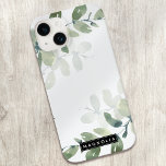 Monogram Name Eucalyptus Case-Mate iPhone 14 Case<br><div class="desc">Personalize this watercolor eucalyptus greenery design with your name.</div>