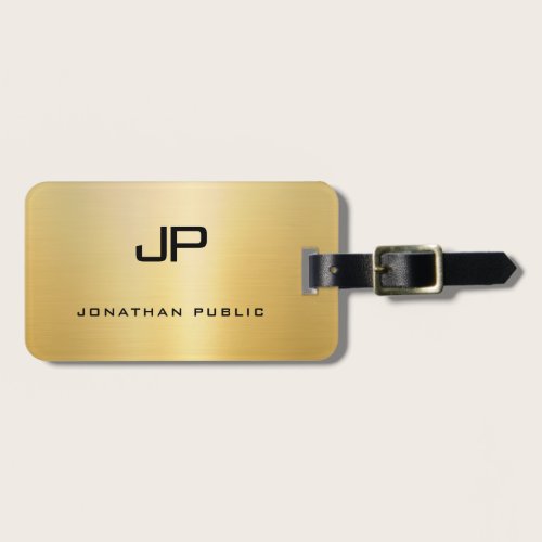 Monogram Name Faux Gold Glamour Template Modern Luggage Tag