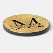 Monogram Name Faux Natural Wood Texture Wireless Charger (Front 2)