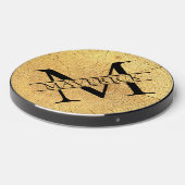 Monogram Name Faux Natural Wood Texture Wireless Charger (Front 2)