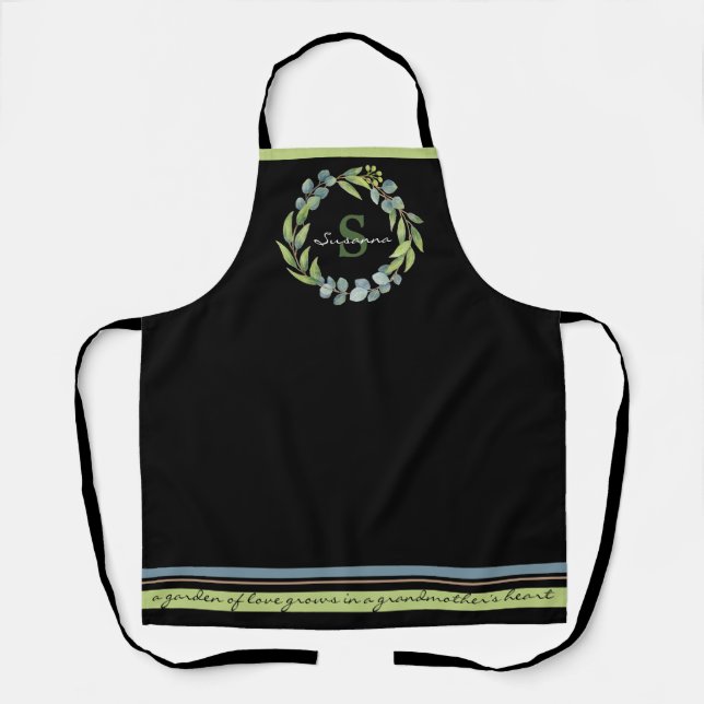 Monogram Name Floral Grandmother Love Quote Apron (Front)