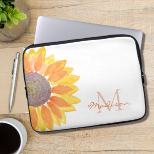 Monogram Name Floral  Laptop Sleeve