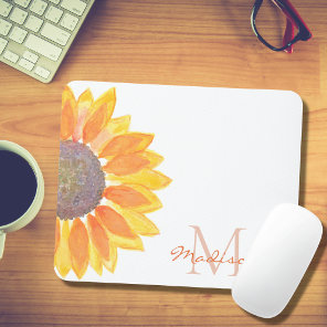 Monogram Name Floral Mouse Pad
