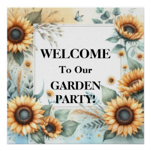 Monogram name floral sunflower pastel watercolor poster