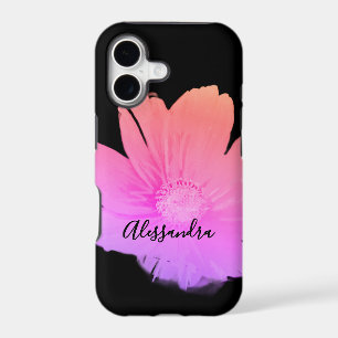Monogram Name Floral Watercolor Wildflower Black iPhone 17 Case