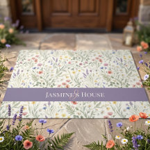 Monogram Name Floral Wildflower Boho Lavender Chic