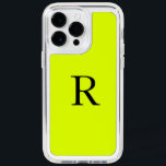 Monogram Name Fluorescent Chartreuse Neon Yellow Speck iPhone 14 Pro Max Case<br><div class="desc">Designed with text template for monogram initial and elegant yellow green background. You may change the background color as you wish.</div>