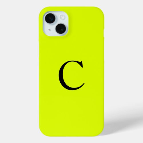 Monogram Name Fluorescent Chartreuse Yellow Neon iPhone 15 Plus Case