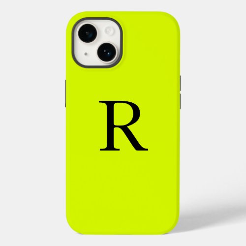 Monogram Name Fluorescent Chartreuse Yellow Neon Case_Mate iPhone 14 Case