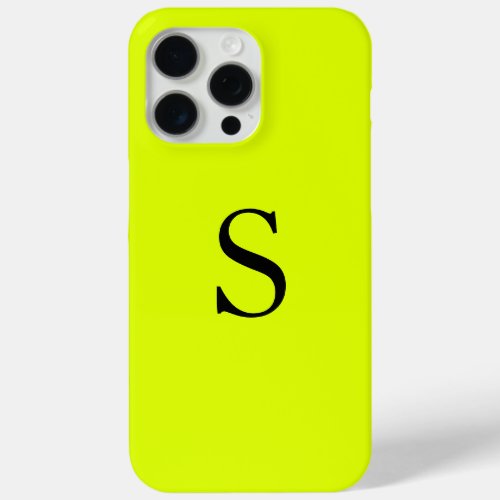 Monogram Name Fluorescent Chartreuse Yellow Neon iPhone 15 Pro Max Case
