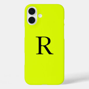 Monogram Name Fluorescent Chartreuse Yellow Neon iPhone 16 Plus Case
