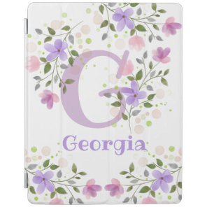 Monogram & Name Georgia with Flowers iPad Smart Cover