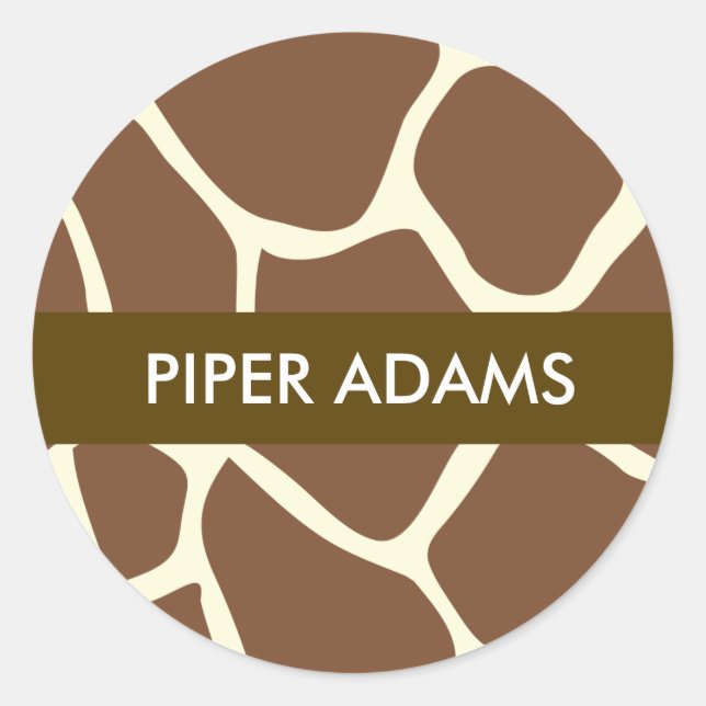Monogram Name Giraffe Print Stickers (Front)