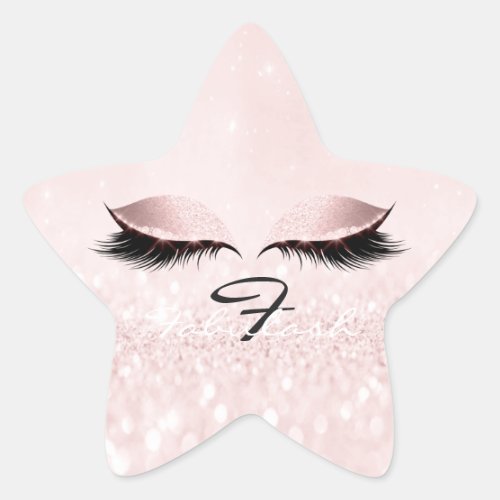 Monogram Name Glitter Pink Eyes Lash Princes Star Star Sticker