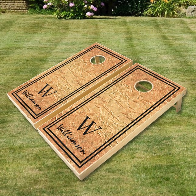 Monogram Name Gold Cornhole Set (Creator Uploaded)