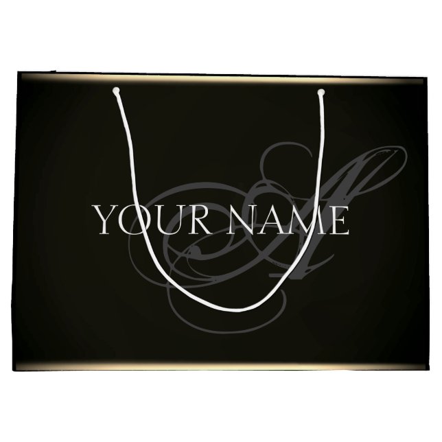 Monogram Name Gold Minimal Luxury Brand Beauty VIP Large Gift Bag (Back)