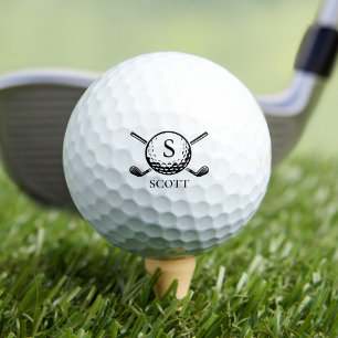 Monogram Name Golf Club Classic Black White  Balls