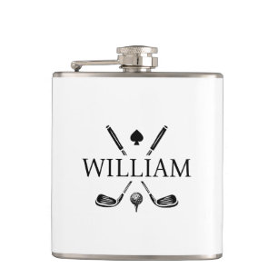 Monogram Name Golf Clubs Ace Choose Your Color Flask