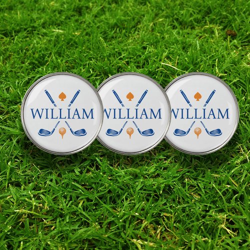 Monogram Name Golf Clubs Ace  Choose Your Color  Golf Ball Marker
