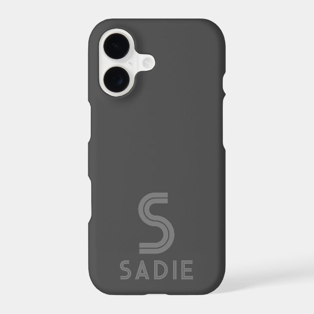Monogram Name Gray Minimal Modern Simple Iphone Case (Back)