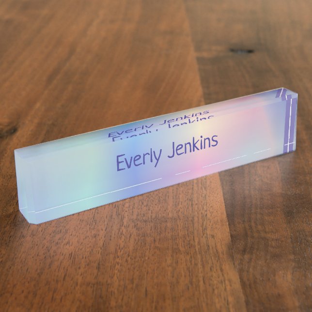 monogram name hologram style desk name plate (Side)