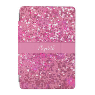 Monogram Name Hot Pink Glitter Sparkle Girly iPad Mini Cover