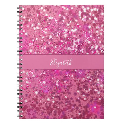 Monogram Name Hot Pink Glitter Sparkle Girly Notebook